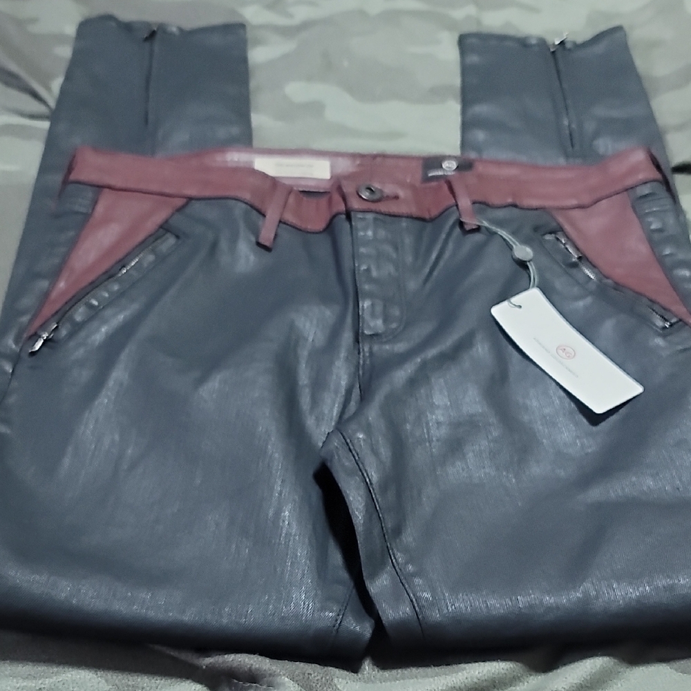 NWT AG Adriano Goldschmied Black and Red Pants